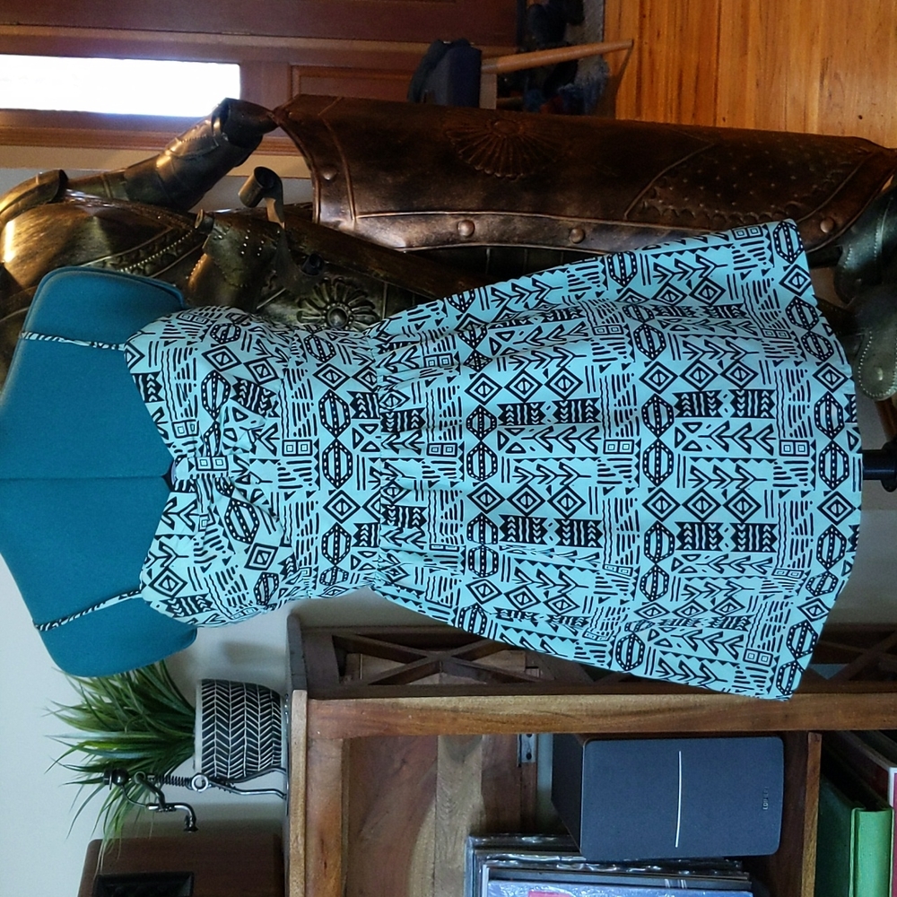 Mint green and black patterned sundress